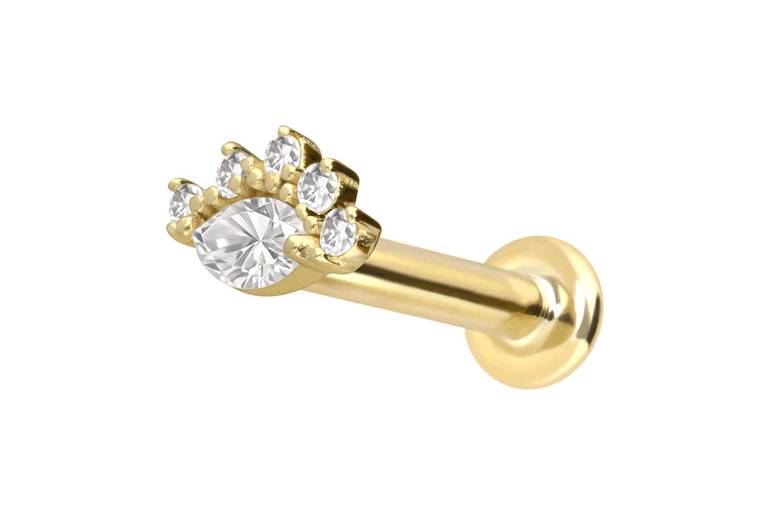 14 Karat Gold Labret Piercing mit Push Fit MOISSANITE-AUGE